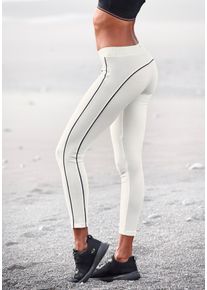 H.I.S. H.I.S Damen Leggings, Gr. 32, beige, Single Jersey, Obermaterial: 95% Baumwolle, 5% Elasthan, unifarben, Basic, Hosen, mit schmalen Streifen,