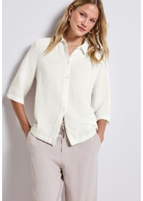 Street One Damen Hemdbluse, weiß, casual, Gr. 38, unifarben, Web, Obermaterial: 100% Baumwolle, Blusen, im Musselin-Look