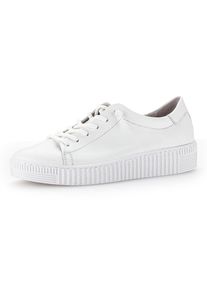 Gabor Damen Slip-On Sneaker, Gr. 37, weiß, Leder, sportlich, Schuhe, Freizeitschuh, Halbschuh, Schnürschuh, elastische Schnürsenkel