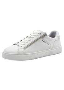 Marco Tozzi Herren Sneaker, Gr. 44, weiß, Lederimitat, unifarben, sportlich, Schuhe, Freizeitschuh, Halbschuh, Schnürschuh mit seitlicher Logoprägung
