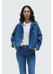 Only Damen Jeansjacke "ONLAPRIL SHORT DNM TRENCH AKM", blau, modisch, Gr. XS, unifarben, Web, Denim/Jeans, Obermaterial: 100% Baumwolle, Jacken