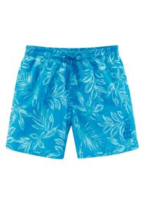 Bench. Herren Badeshorts, blau, Gr. M, geblümt, Recycling-Polyester, Badehosen, mit modernem Hawaii-Print