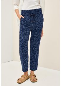Cecil Damen Stoffhose "Style Chelsea", blau, casual, Gr. S, gemustert, Web, Obermaterial: 100% Viskose, Hosen, gemustert und mit Kordelzug