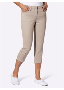 Classic Basics Damen 3/4-Jeans, beige, Gr. 44, unifarben, 97% Baumwolle, 3% Elasthan, Jeans