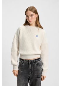HUGO BLUE Damen Strickpullover "Slogery", weiß, casual, Gr. XS, unifarben, Strick, Obermaterial: 51% Polyacryl, 47% Baumwolle, 2% Polyester,