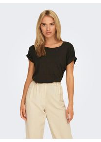 Only Damen T-Shirt "ONLMOSTER S/S O-NECK TOP NOOS JRS", braun, casual, Gr. M, unifarben, Jersey, Obermaterial: 75% Viskose, 20% Polyester, 5%