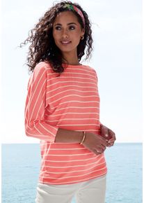Vivance Damen 3/4-Arm-Shirt "mit modischer Streifenstruktur", orange, casual, Gr. 36, gestreift, Strick, Obermaterial: 42% Baumwolle, 42% Viskose,