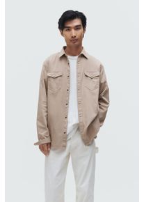 Jack & Jones JACK & JONES Herren Jeanshemd "SHERIDAN SHIRT", beige, Gr. XXL, Web, Obermaterial: 100% Baumwolle, Hemden