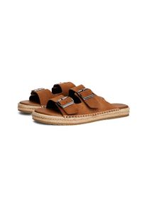 Tommy Hilfiger Herren Pantolette "FLEX JUTTE HILFIGER SUEDE SANDAL", Gr. 40, braun, Veloursleder, modisch, Schuhe, Sommerschuh, Schlupfschuh mit