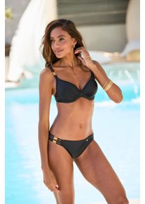 JETTE Damen Bügel-Bikini "Giulia", schwarz, Gr. 36, leicht glänzend, Polyamid, Bikini-Sets, mit goldfarbener Glanzbeschichtung und Accessoires