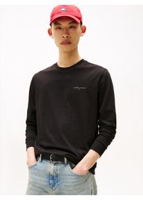 Tommy Jeans Herren Langarmshirt "TJM SLIM CHEST LINEAR LS TEE EXT", schwarz, casual, Gr. XXXL, unifarben, Single Jersey, Obermaterial: 100%
