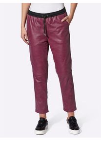 Heine Damen Lederhose, rot, Gr. 42, unifarben, 100% Lammnappaleder, Hosen