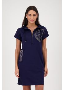 monari Damen Sweatkleid "Kleid Uni Emblem", blau, modisch, Gr. 40, unifarben, Sweatware, Obermaterial: 80% Baumwolle, 20% Polyester, Kleider, mit