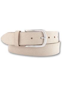 Bernd Götz BERND GÖTZ Damen Ledergürtel, beige, casual,casual,feminin, Gr. 100, unifarben, aufgeraut, Leder, Gürtel, mit silberfarbener Schließe