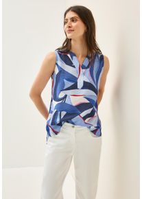 Cecil Damen Blusentop, blau, casual, Gr. L, gemustert, Web, Obermaterial: 86% Viskose, 14% Nylon, Blusen, gemustert