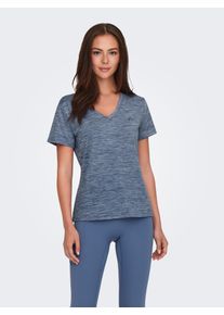 Only Play Damen Trainingsshirt "ONPCORE LIFE VN SS REG TEE NOOS", blau, sportlich, Gr. XS, meliert, Single Jersey, Obermaterial: 96% Polyester, 4%