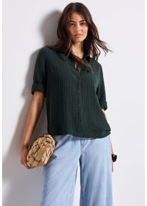 Street One Damen Hemdblusepine grove grün, casual, Gr. 46, unifarben, Web, Obermaterial: 100% Baumwolle, Blusen, im Musselin-Look