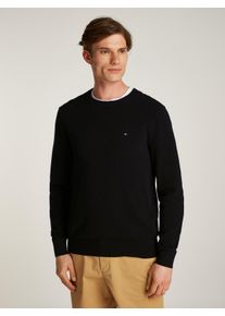 Tommy Hilfiger Herren Rundhalspullover "ESSENTIAL STRUCTURE CREW NECK", schwarz, casual, Gr. S, Strick, Obermaterial: 100% Baumwolle, Pullover, mit