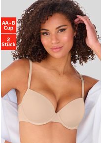 Petite Fleur Damen Push-up-BH, Gr. 85, beige, Jersey, Obermaterial: 70% Baumwolle, 25% Polyester, 5% Elasthan, Basic, BHs, mit Bügel, mit