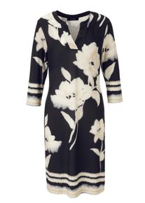 Damen Jerseykleidschwarz, beige, camel, feminin, Gr. 40, Aniston SELECTED, geblümt, gemustert, Batikmuster, Jersey, Obermaterial: 95% Polyester, 5%