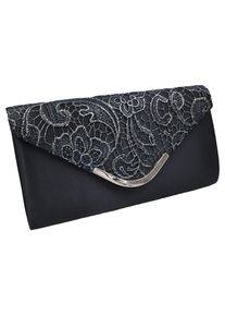 Steuer Modeschmuck Abendtasche Seidenoptik in blau und Spitzenbesatz