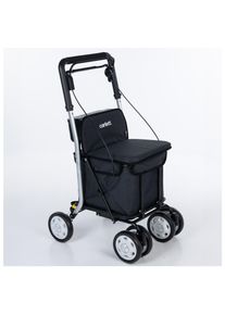 CarlettEinkaufstrolley Einkaufswagen Shopping Trolley Rollatoren für SeniorenMaximale Sitzbelastung 125 kg, 30L, Wasserdichte Tasche aus Polyester-Schwarz