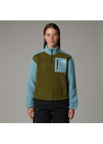 The North Face Damen Strickfleece-Pullover "Yumiori Fleecejacke mit 1/4-langem RV für Damen"forest olive, shallow blau, tnf schwarz, sportlich, Gr.