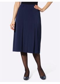 Faltenrock CLASSIC, Damen, Gr. 21, blau (marine), 75% Polyester, 20% Viskose, 5% Elasthan, unifarben, wadenlang, R&ouml;cke Faltenrock