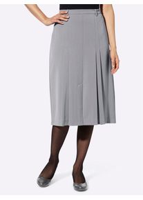 Faltenrock CLASSIC, Damen, Gr. 23, grau (steingrau, meliert), 75% Polyester, 20% Viskose, 5% Elasthan, unifarben, wadenlang, R&ouml;cke Faltenrock