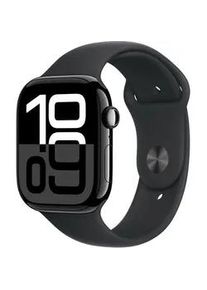Apple Watch Series 10 42mm GPS + Cellular Aluminiumgehäuse diamantschwarz mit Sportarmband schwarz S/M
