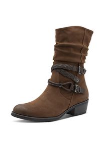 Marco Tozzi Damen Cowboy Stiefelette, Gr. 37, braun, Nubuklederimitat, used, klassisch, Schuhe, Blockabsatz, Kurzstiefel, Westernstiefelette mit