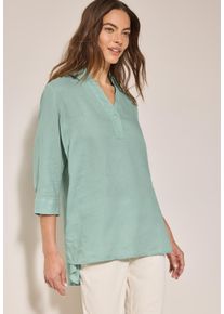 Cecil Damen Hemdbluseice sage grün, casual, Gr. XL, unifarben, Web, Obermaterial: 100% Leinen, Blusen, lang, mit 3/4-Arm und aus Leinen