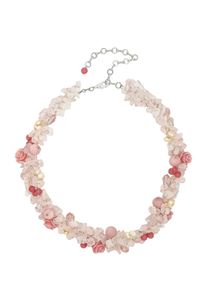 Damen Kette mit Anhänger "Rosalia", rosa, Basic, Collezione Alessandro, Glas, Halsketten, Romantisches Blütendesign mit Glassteinen