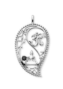 Engelsrufer Damen Ketten-Anhänger "Yin Yang Tropfen Balance Buddha und Om, ERP-YIYADROPLEAF-ZI", Silber 925 (Sterlingsilber), 3,66 g, schwarz, Silber