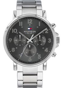 Tommy Hilfiger Herren Multifunktionsuhr "DANIEL", silber, Armbanduhren, Quarzuhr, Armbanduhr, Herrenuhr, Datum, Lederarmband
