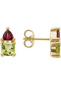 Firetti Damen Paar Ohrstecker "Schmuck Geschenk Gold 333 Ohrschmuck Ohrringe Edelstein Dreieck Rund", Gelbgold 333, bunt, Gelbgold 333, Ohrringe, mit