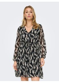 Only Damen Druckkleid "ONLCERA 3/4 SHORT DRESS WVN NOOS", schwarz, modisch, Gr. XL, bedruckt, Jersey, Obermaterial: 100% Polyester, Kleider, in