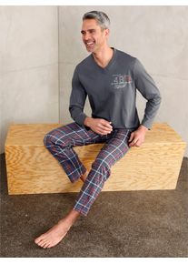 COMTE Herren Schlafanzug, Gr. 44anthrazit, rot, kariert, 100% Baumwolle, Homewear-Sets
