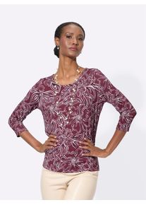 CRÉATION L CREATION L Damen Print-Shirt "Druck-Shirt"bordeaux, flieder, bedruckt, Gr. 38, geblümt, gemustert, mehrfarbig, 95% Viskose, 5% Elasthan, Shirts