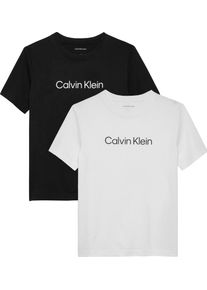 Jungen T-Shirt "Institutional 2-Pack T-Shirt"schwarz, hellweiß, casual, Gr. 4, Calvin Klein Jeans, Single Jersey, Obermaterial: 100% Baumwolle,