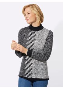 Classic Basics Damen Jacquardpullover "Stehkragen-Pullover", beige, Gr. 40, gemustert, mehrfarbig, 100% Polyacryl, Pullover