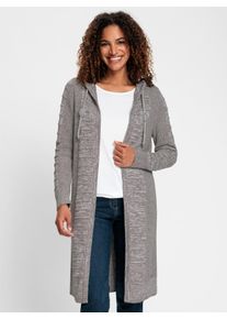 Casual Looks Damen Longstrickjacke, grau, Gr. 38, unifarben, 50% Baumwolle, 50% Polyacryl, Strickjacken