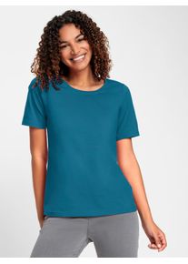 Casual Looks Damen Kurzarmshirt "Kurzarm-Shirt", blau, Gr. 38, unifarben, 95% Baumwolle, 5% Elasthan, Shirts