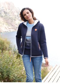 Casual Looks Damen Strickfleecejacke, blau, Gr. 36, meliert, unifarben, 100% Polyester, Jacken