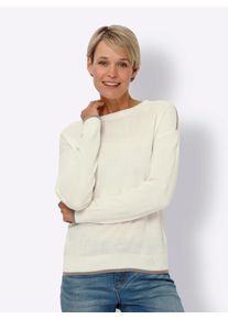 Classic Basics Damen Strickpullover "Rundhals-Pullover", beige, Gr. 40, gemustert, mehrfarbig, 100% Polyacryl, Pullover
