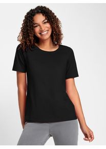 Casual Looks Damen Kurzarmshirt "Kurzarm-Shirt", schwarz, Gr. 38, unifarben, 95% Baumwolle, 5% Elasthan, Shirts