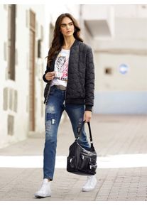 Heine Damen Blouson, schwarz, Gr. 48, gemustert, animal-print, mehrfarbig, bedruckt, unifarben, 100% Polyester, Wattierung:100% Polyester, Jacken
