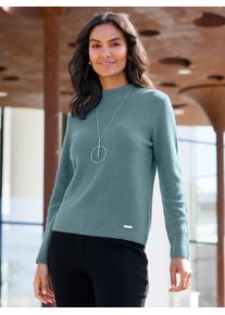 Casual Looks Damen Stehkragenpullover "Stehkragen-Pullover", grün, Gr. 40, unifarben, 50% Wolle, 30% Baumwolle, 20% Polyamid, Pullover