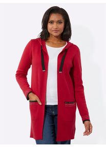 Inspirationen Damen Longstrickjacke, rot, Gr. 40, bedruckt, gemustert, unifarben, 50% Baumwolle, 50% Polyacryl, Strickjacken