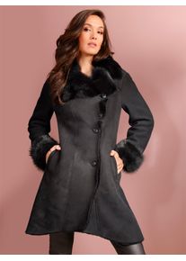 Damen Ledermantel, schwarz, Gr. 40, CREATION L PREMIUM, unifarben, unifarben mit Farbeinsatz, unifarben mit Farbeinsätzen, 100% Lammfell, Mäntel